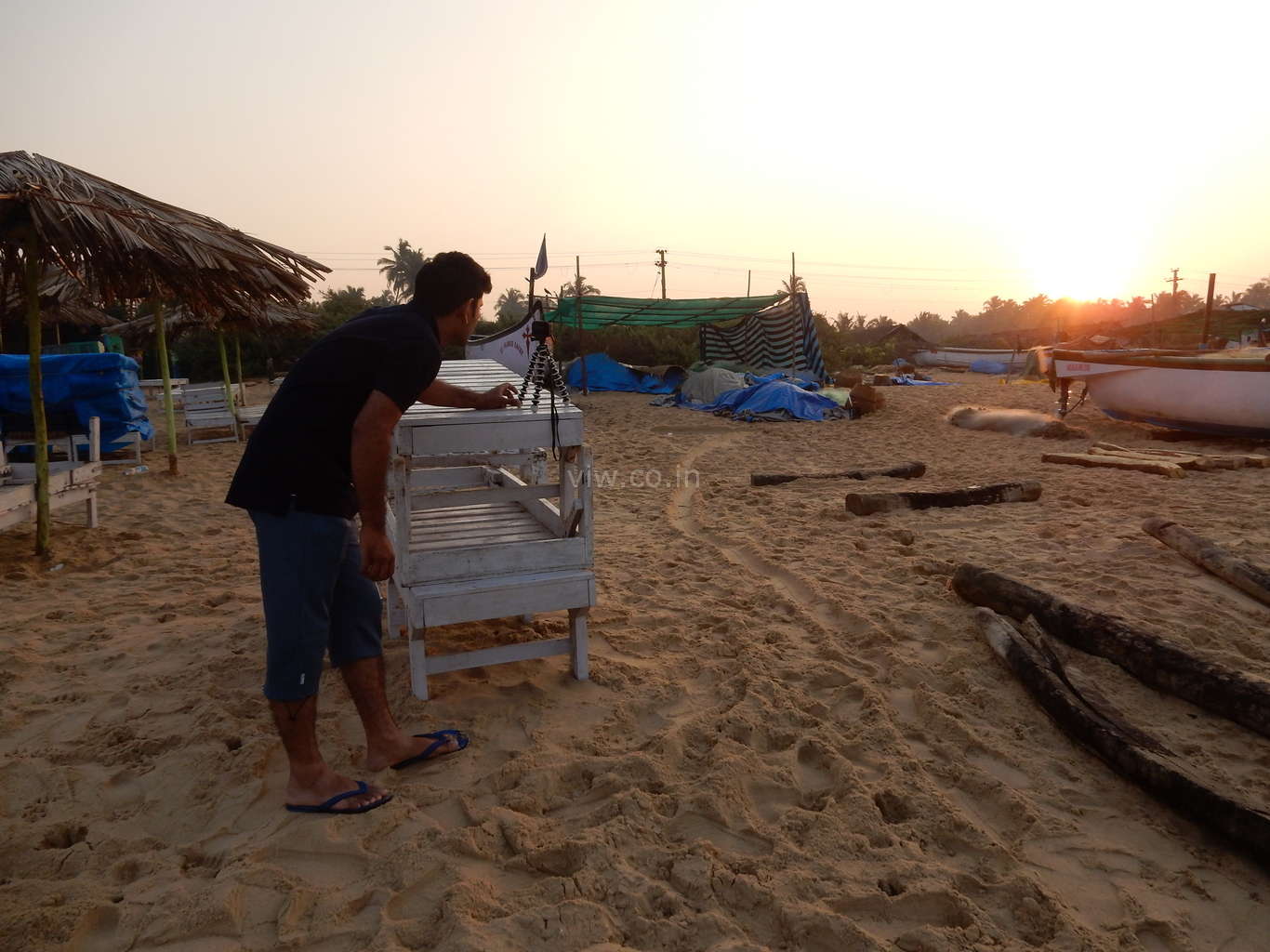 Setting up Gopro for morning sunrise timelapse at calangute beach, detailed view on youtube