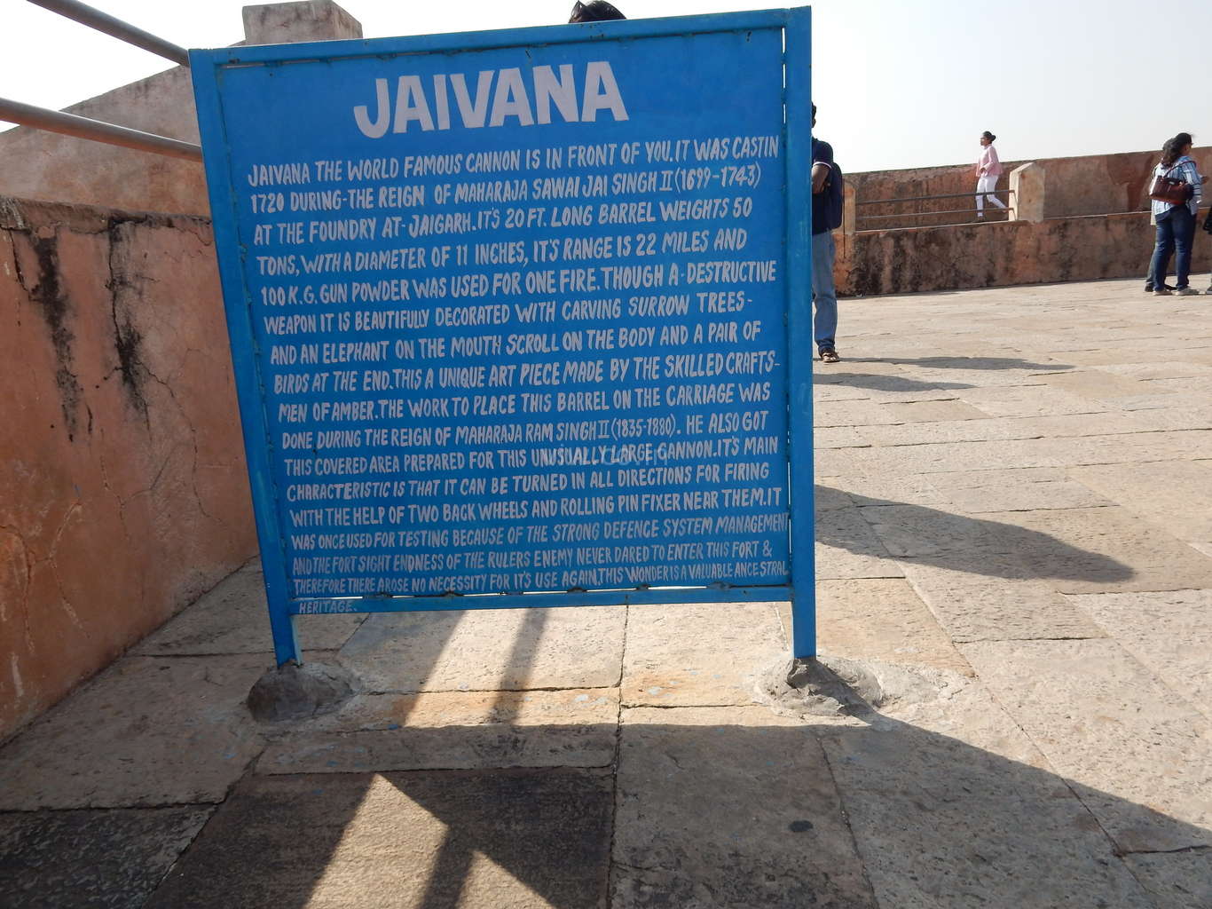 written script about Jaivana canon Jaigarh fort